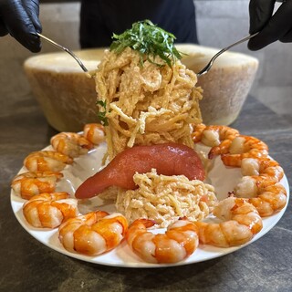 炎の明太子クリームパスタブラックタイガー海老トッピング！