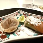 TOMONO - 【 白子の春巻き　蛍烏賊の餃子 】　