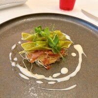 Ristorante Crocifisso - 鹿児島県産そら豆のラヴィオリ ペコリーノチーズと生ハム