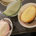 和牛亭 おかむら - シャーベット（メロン　オレンジ　もも）