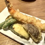 千ふく - 天然特大海老と旬野菜 天ざる蕎+大盛