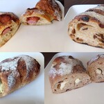 パンフィール - ソーセージ入りエピ、ライ麦入りカンパーニュ、全粒粉クランベリーとクリームチーズ入り