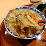 銀座 しのはら - お替り　春キャベツと白子の餡掛けで