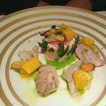 2014.7 旦那の前菜　ビーツを詰めたフレッシュチーズとじゃが芋のムース