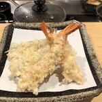 天ぷら 東月 - 海老2本、ナス、キス