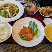 中国料理 青冥 祇園店 - 夫の注文　ハーフ焼きそばセット1350円