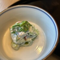 日本橋浅田 - 先付､､白和え　車海老・天豆・スナップ豆・菜の花