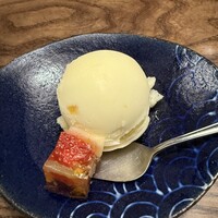 九つ井 玉川店 - 美味しい自家製柚子シャーベット　　　　　　　　　　　フルーツゼリー添えでした