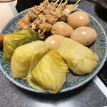 花くじら - ロールキャベツチーズ入りお勧め、卵、牛すじ、ごぼう天