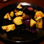 谷塚バル - 201408揚げナス　バルサミコのソース￥490