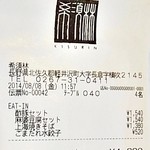 Kisurin Karuizawa - レシート