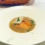 オステリア・オ・ジラソーレ - 蒸し穴子とフレッシュポルチーニのズッパガットディパター添え