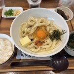 うどん たかむら - かま玉バター定食(明太子トッピング)