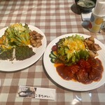 グルマン亭ながい - カミさんと自分のプレートを並べる