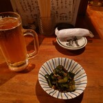 二十一亭 - つきだし（きゅうりとゼンマイの醤油漬け）