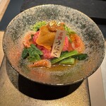 和牛懐石 但馬屋 梅田 - 但馬屋名物うにくに桜エビと菜の花！