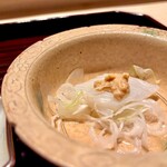 多仁本 - 墨烏賊に鮟肝を乗せて　口いっぱいに旨味が広がります♫