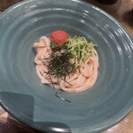 つるとんたん 羽田空港店 - 冷たい明太子のおうどん