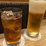 割烹　梅津 - まずはビールと烏龍茶で乾杯