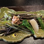 徳山鮓 - 菜の花、かぶら、菊菜と鹿肉胡麻和え