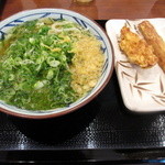 丸亀製麺 - かけうどん・大、とり天、ちくわ天