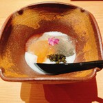 鮨 さかい - 桜鯛の白子、根室バフンウニ、キャビア、土佐酢ジュレ