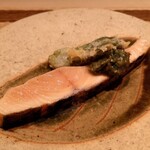 伯雲 - 函館の桜鱒とタラの芽の天ぷら 蕗味噌で