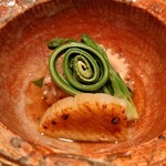 伯雲 - 明石の飯蛸と赤貝、平貝の炙りに春野菜のお浸し