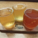 イサナブルーイング ブルワリー&ロースタリー - 選べる飲み比べ三種1600円（マジカルグリーンホーン、いちご大福サワー、Zebra Udon-Dashi Ale）