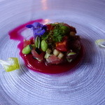 THE SODOH HIGASHIYAMA KYOTO - 天然マグロと枝豆のタルターラ　三木農園フルーツトマトと夏ビーツのピューレ