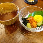 釜めし菜時記 さき亭 - 田酒と生うに刺しハーフ