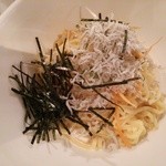 フラミンゴ カフェ - ちりめんじゃこと明太子の冷製クリームパスタ(950円)　モチモチでコシの強い麺　明太子はどこに…。