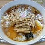 大勝軒 - '14/08/14 玉子入りワンタン麺＋妻とシェアしたメンマ・ねぎ