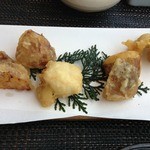 山水の技 - 三度目の訪問：天ぷら（じゃがいもと穴子）
      (2014.8月)