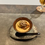 cuisine C - 紅はるかのプリン　塩水ウニ　のせ