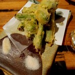 新川にしや - ネギぼうずの天ぷら