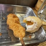 串かつ 越源 - 左から豚ヘレ（ヒレ）、たまご