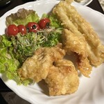 とり天 空太郎 - とり天と鯛ちくわ天　※野菜は別です