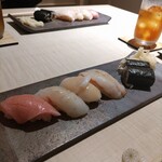 広島 鮨 天ぷら いわい - 大トロ・タイ・貝・エビ・かんぴょう巻き