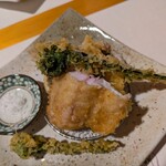 料理屋 ゆう禪 - 天ぷら(あじ、かます、こごみ)