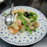 広東料理 天天 - 芝エビと中国野菜の炒め物