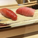 鮨 しみづ - 中トロ（18日熟成）
      塩＆醬油