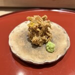 鮨 しみづ - あん肝、自家製奈良漬けを刻んで