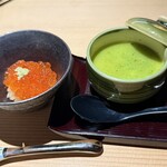 寿司 あつや - イクラとブロッコリーの……茶碗蒸しみたいなん