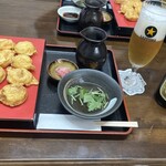 明石焼 濱 - 赤星中瓶¥800明石焼8個¥700