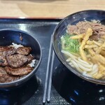 鳴門うどん  - 料理写真:ステーキ丼、肉ごぼう天うどん