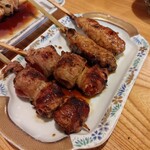 鳥好 - ミニトマトの豚バラ巻きとつくね