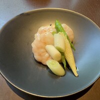 中国料理 四川 - 海老とアスパラガスの塩味炒め