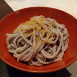 mass かまどのある家 酒をよぶ食卓 - からすみの和え蕎麦