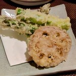 mass かまどのある家 酒をよぶ食卓 - 野菜の天ぷら